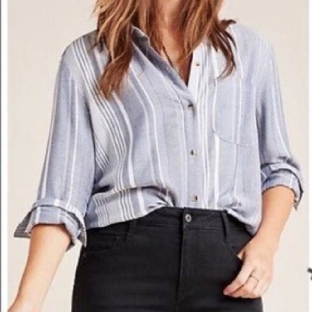 Maeve Blue Striped Shirt Size Small